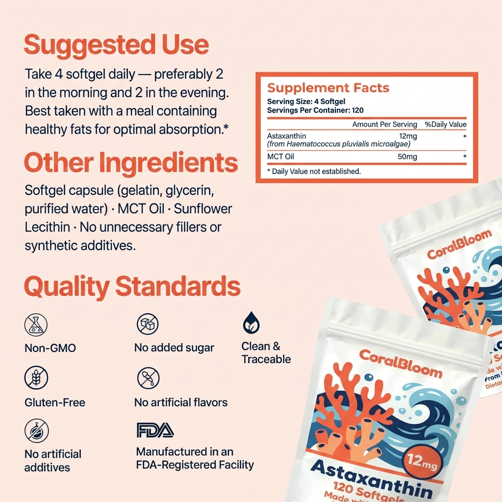 Coral Bloom Astaxanthin 12mg softgels