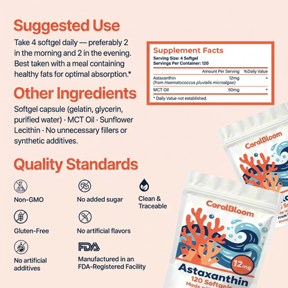 Coral Bloom Astaxanthin 12mg softgels